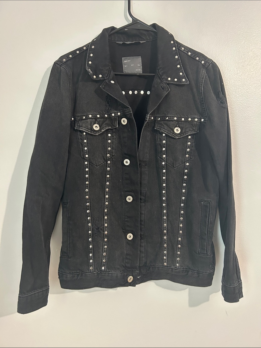 Zara Black Studded Denim Jacket - Men